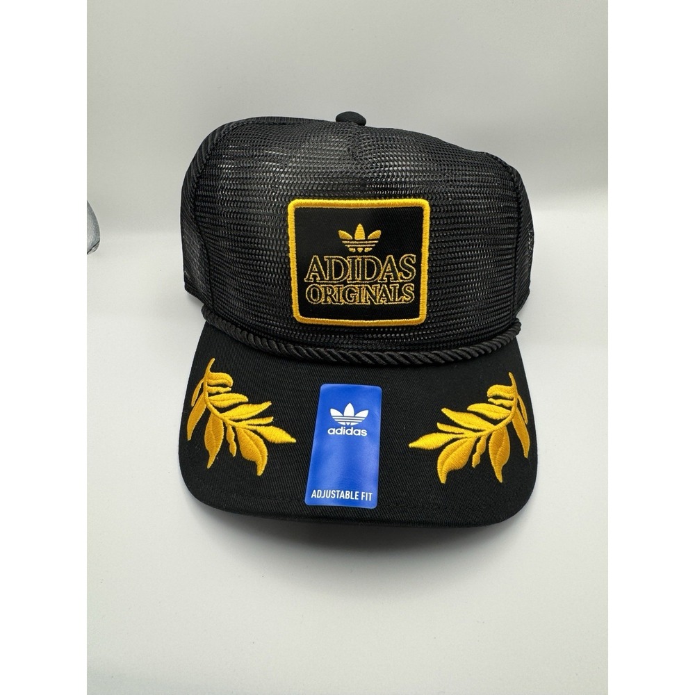 Adidas Major Mesh Trucker Gold Embroidered Snapback Hat Black /Collegiate New